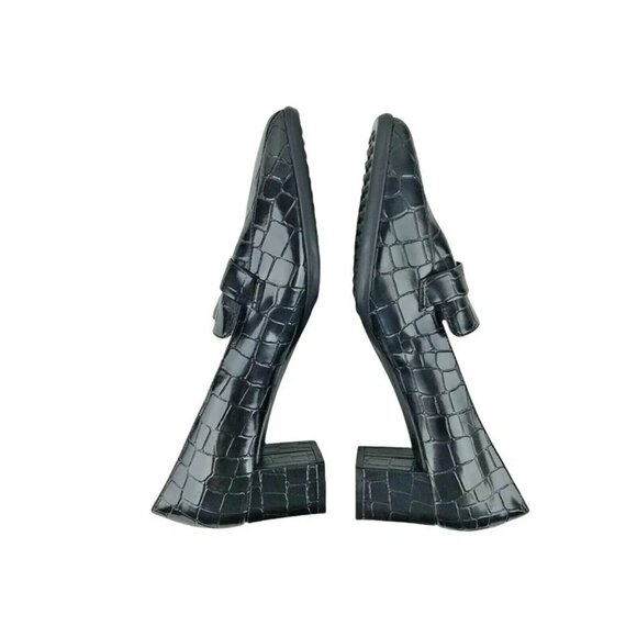 9.2.5‎ With Lycra Womens Black Slip On Square Toe Block Pump Heel Size US 8 M - Picture 6 of 9